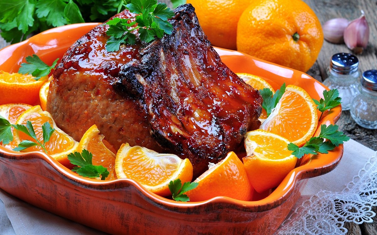 Запеченная свинина с апельсинами в духовке рецепт с фото пошагово
